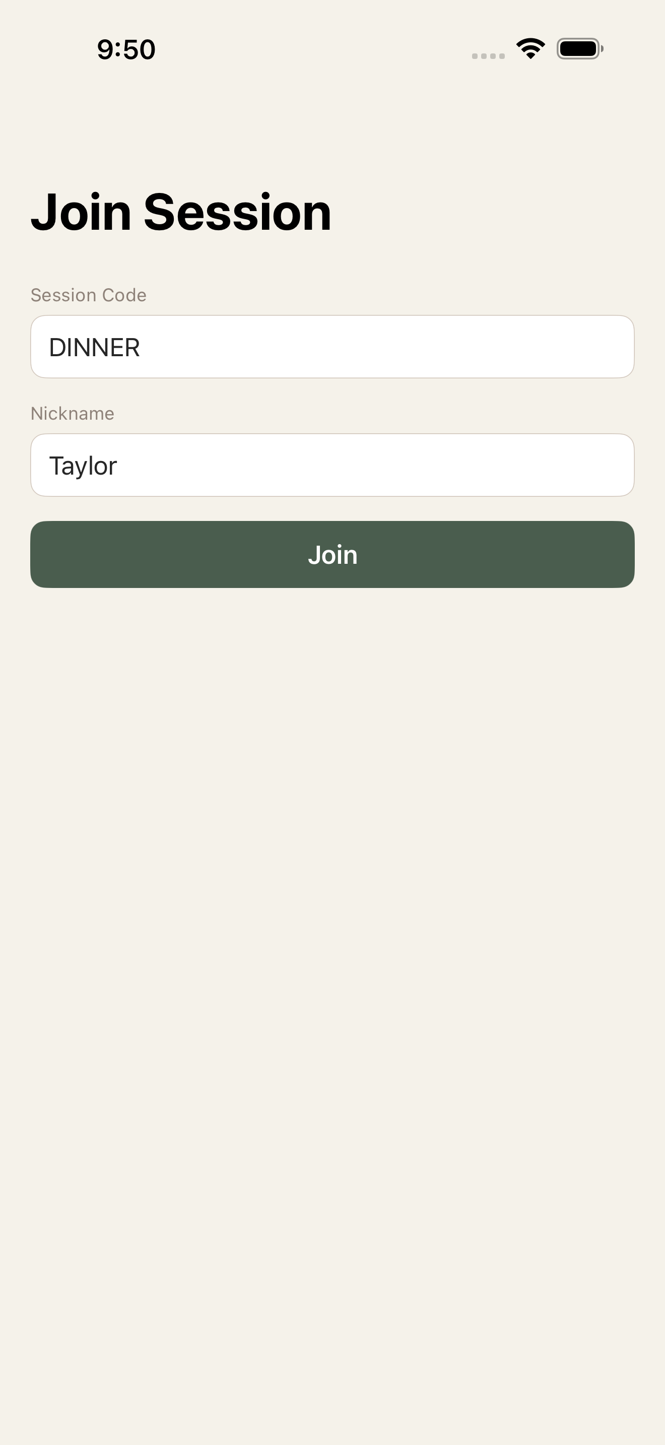 Join a session with a code